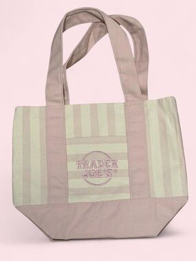 Trader Joe's Pink Stripe Canvas Tote